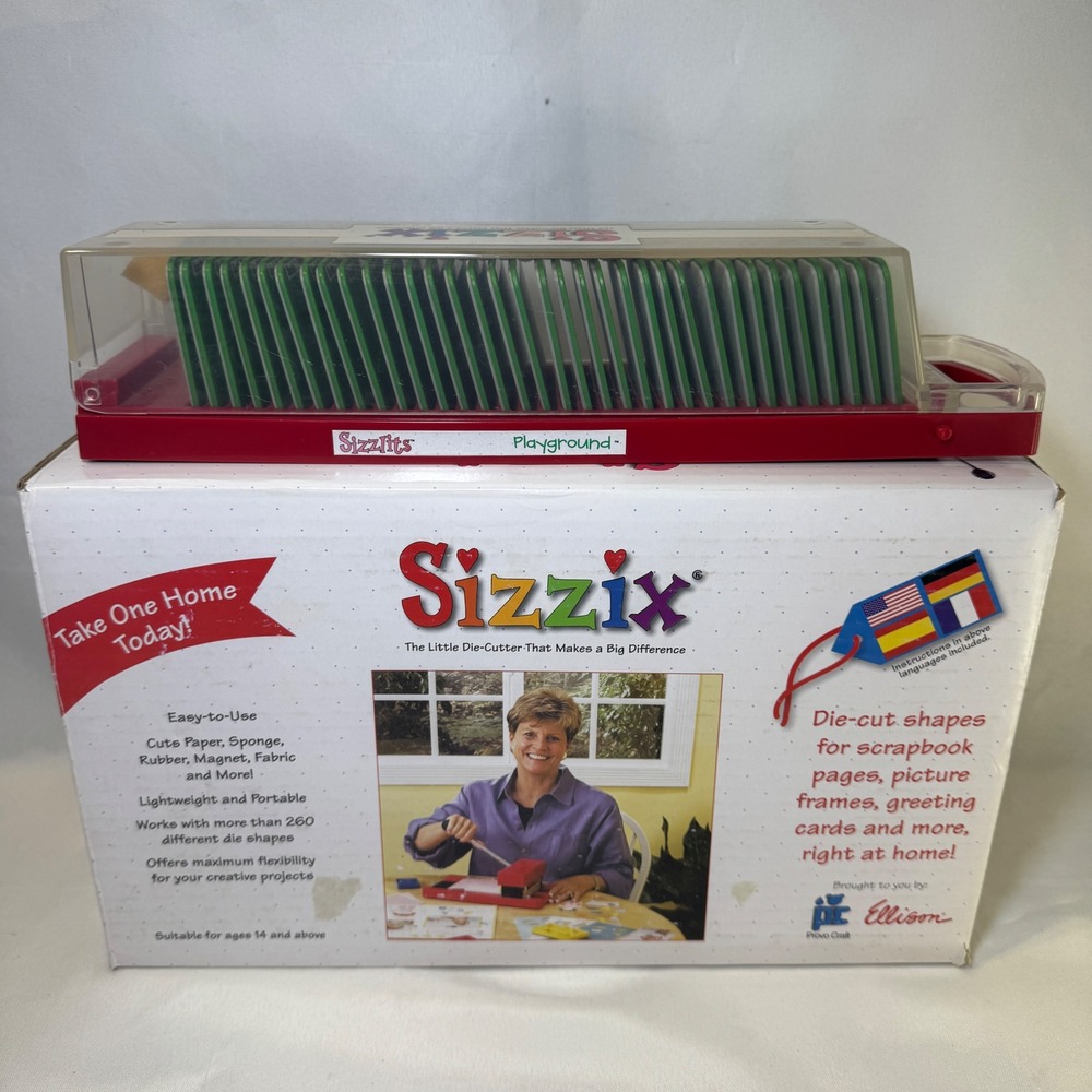Sizzix Ellison Die-Cutter Machine with Sizzlits Playground Alphabet Die Set Box